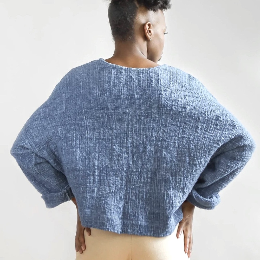 Jamie + the Jones hand dyed midweight T sweater: SMALL, French Blue